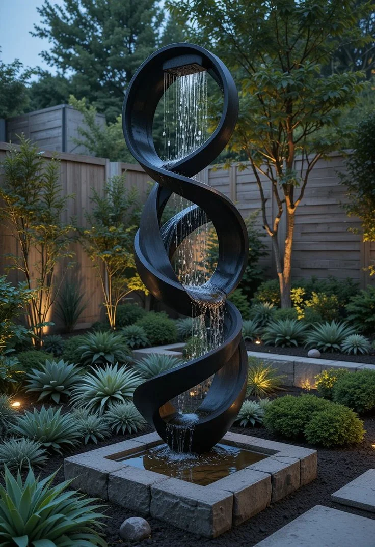 Contemporary Interlocking Loop Water Feature