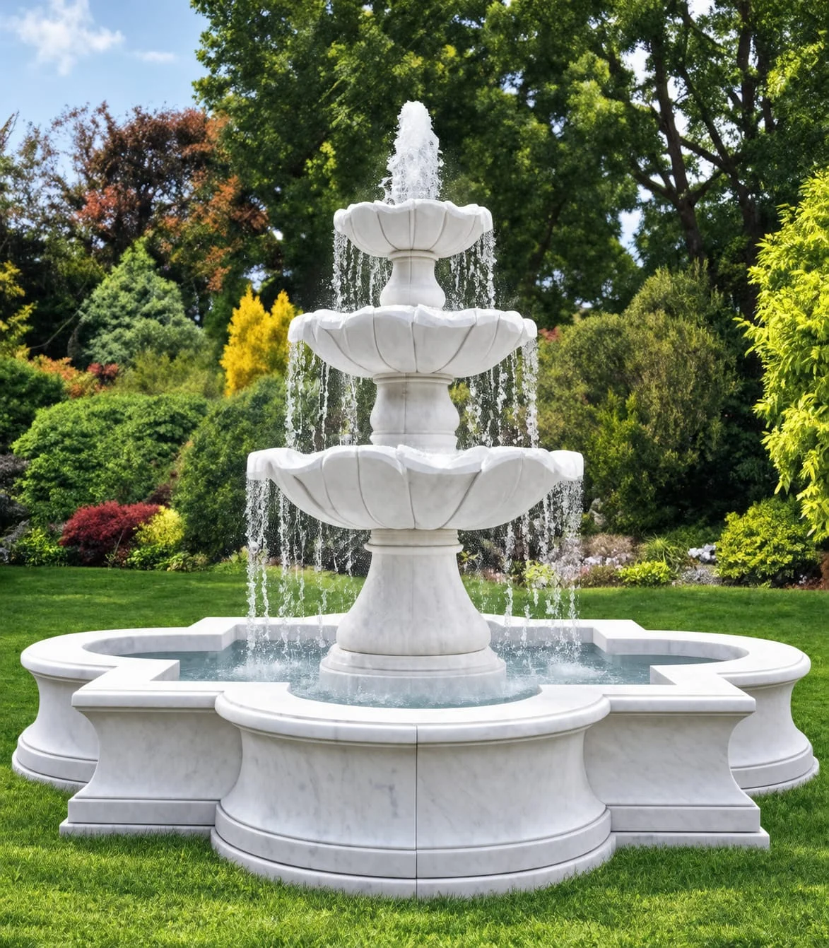 Contemporary Quatrefoil Tiered Fountain
