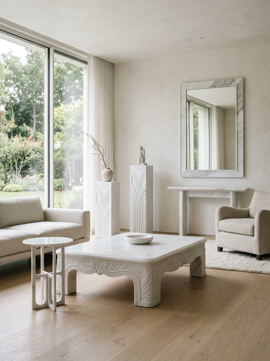 Stone Furniture in Agariya White Marble