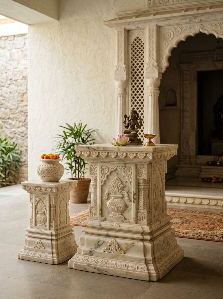 Stone Furniture in Ambaji White Marble