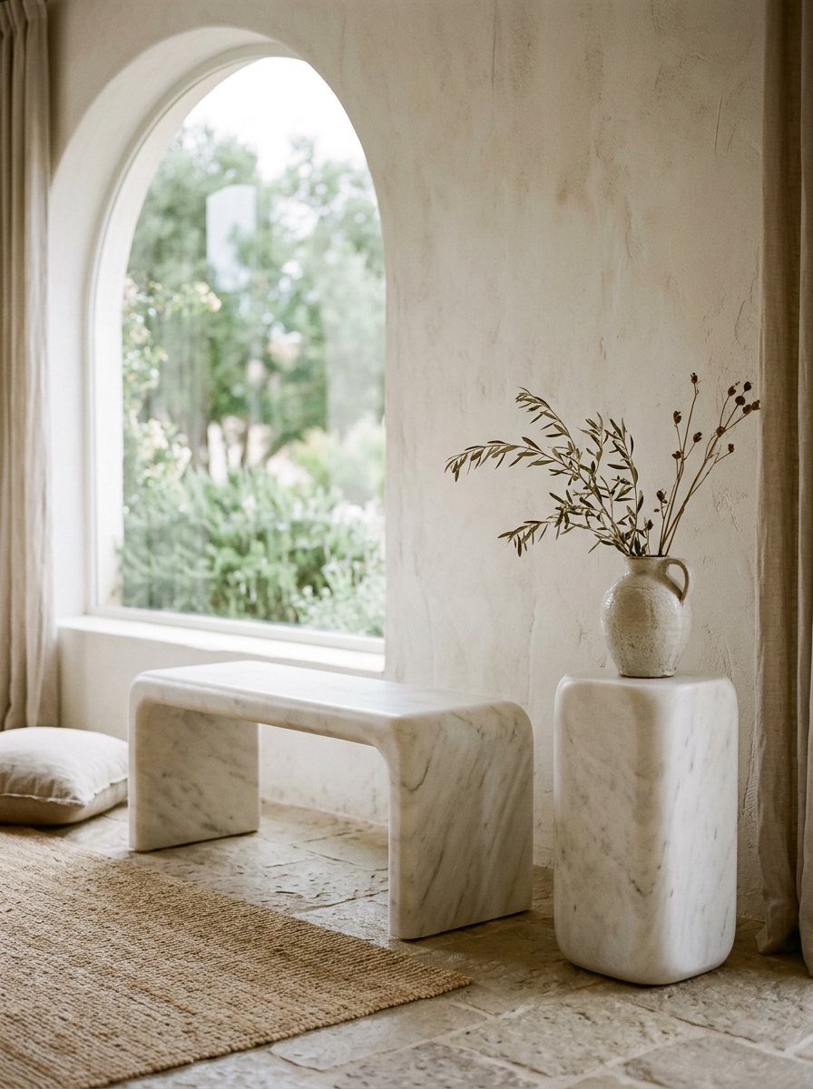 Stone Furniture in Banswara White Marble