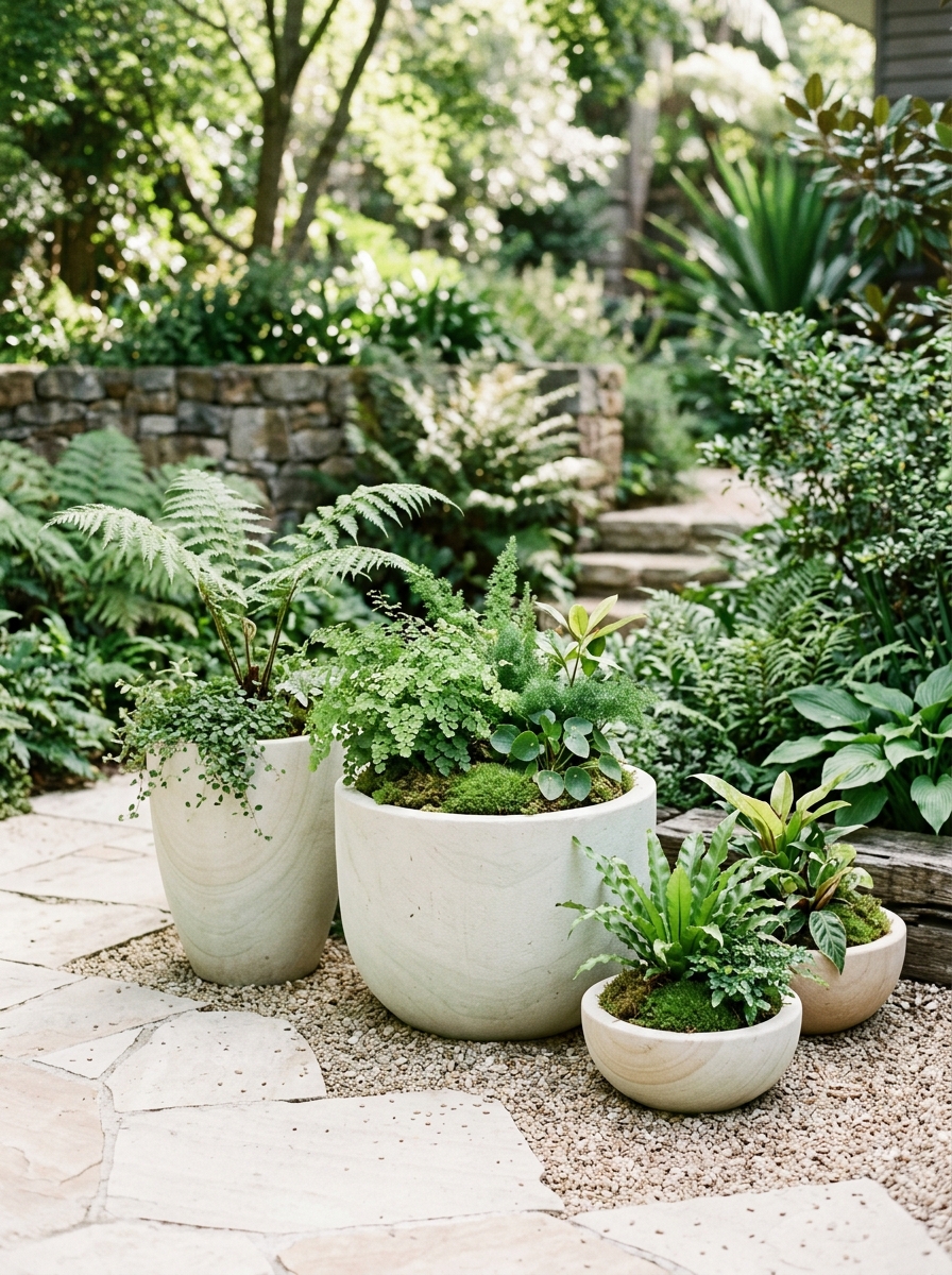 Planters in Mint White Sandstone