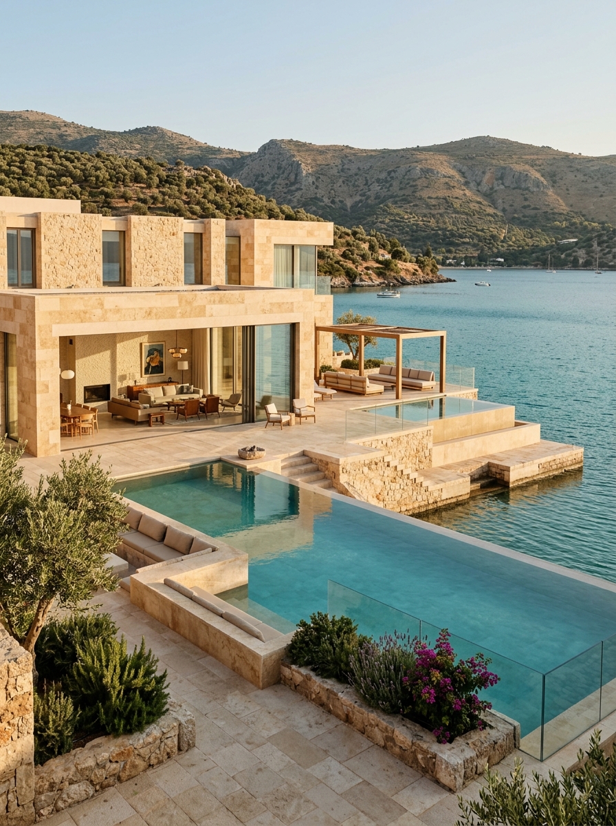 Landscape Elements in Moca Crema Limestone